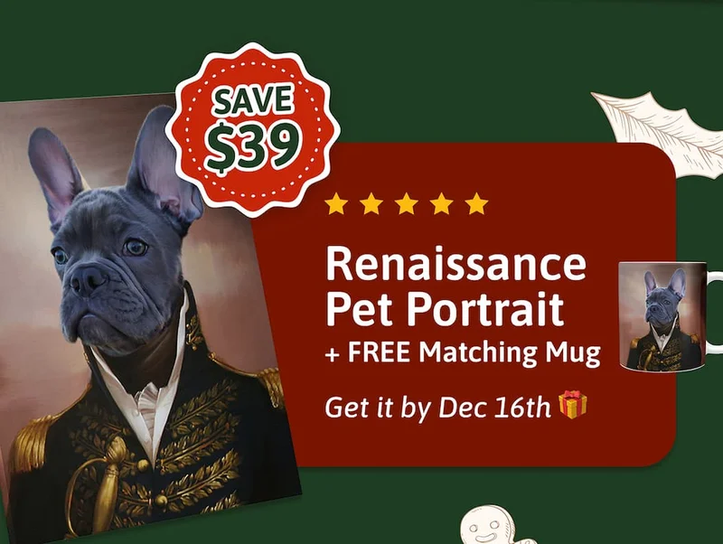 Renaissance Pet Portrait + FREE Matching Mug SAVE $39 Get it by Dec 16th