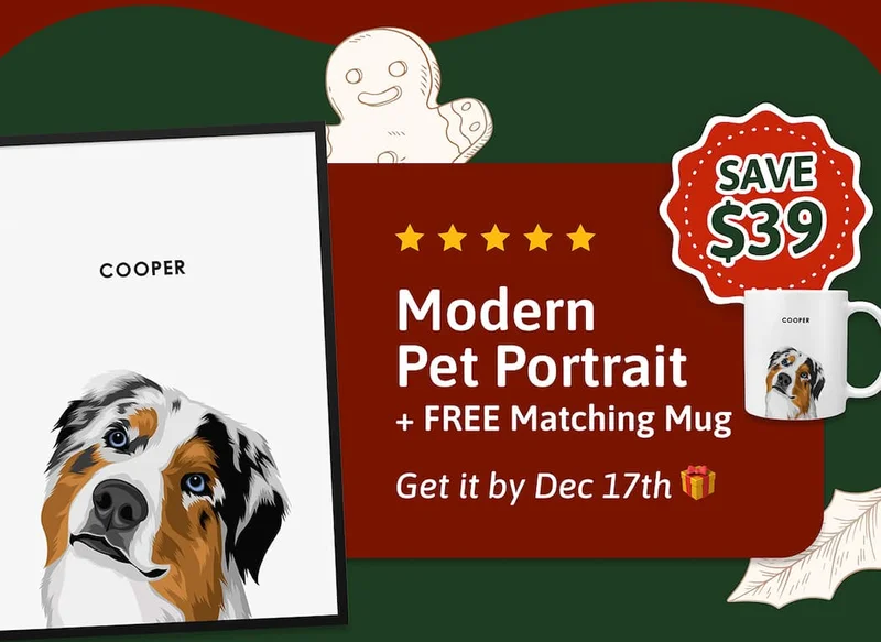 Modern Pet Portrait + FREE Matching mug SAVE $39 Get it by Dec 17th