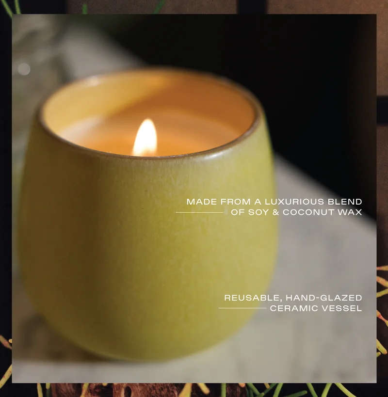 Made from a luxurious blend of soy and coconut wax. Reusable, hand glazed ceramic vessels! Made from a luxurious blend of soy and coconut wax. Reusable, hand glazed ceramic vessels!