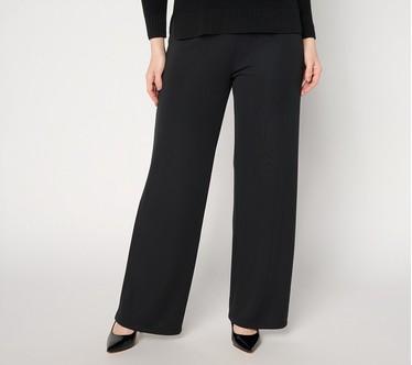 Dennis Basso Regular Luxe Jersey Wide Leg Pant with ant Wide Waistband