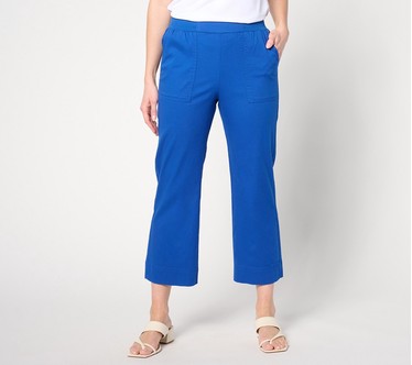 Isaac Mizrahi Live! Petite Brushed Sateen Straight Crop Pants