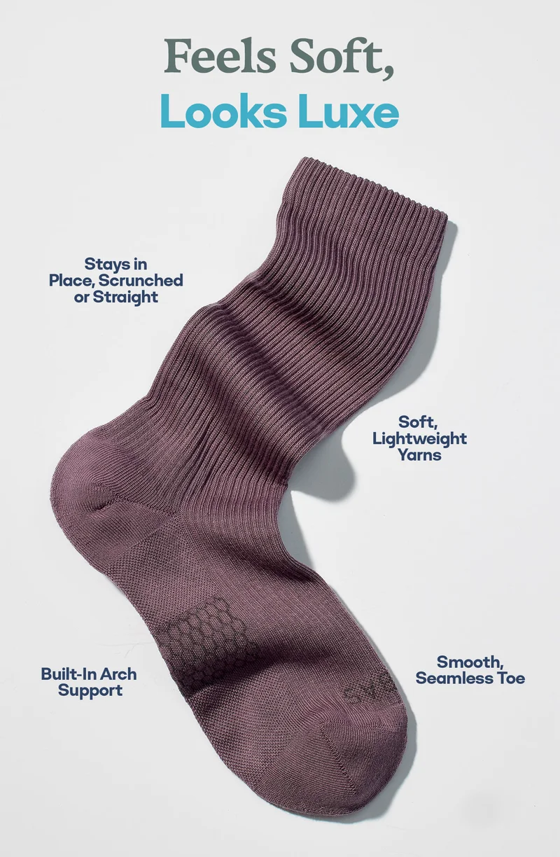Feels Soft, Looks Luxe | Stays in Place, Scrunched or Straight | Soft, LIghtweight Yarns | Built-In Arch Support | Smooth, Seamless Toe