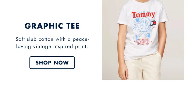 Graphic tee Soft slub cotton with a peace- loving vintage inspired print. Shop now