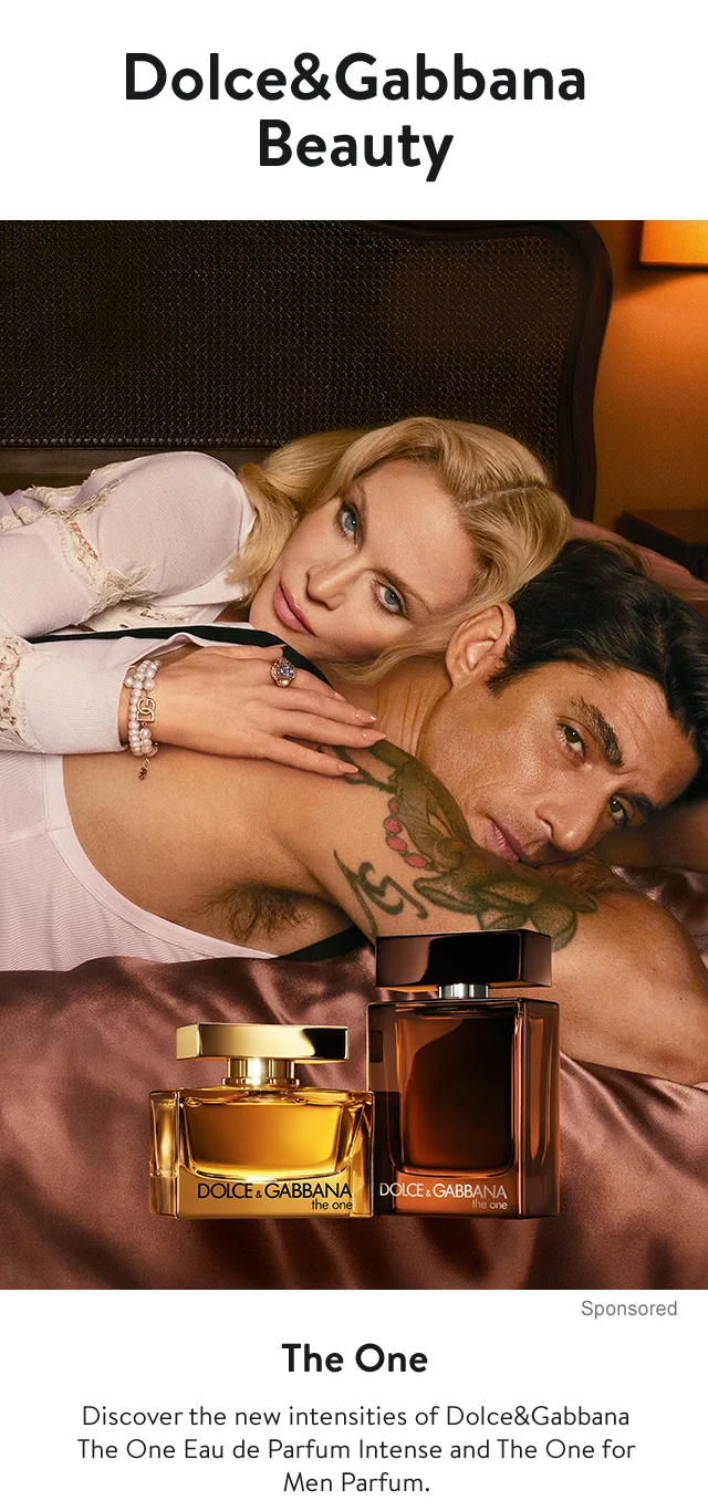 Madonna and Alberto Guerra along with two fragrance bottles.