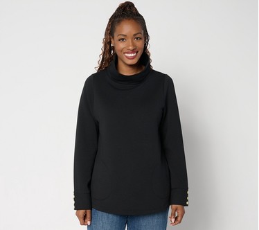 Susan Graver Funnel Neck Printed Microfleece Top
