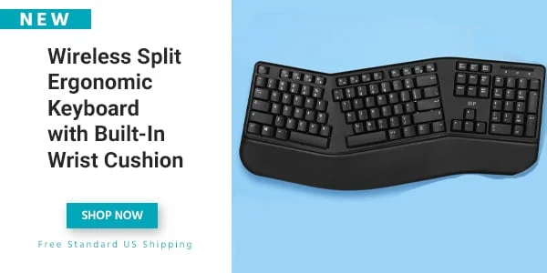 Wireless Split Ergonomic Full‑Size Keyboard Built‑In Wrist Cushion Support Free Standard US Shipping Shop Now