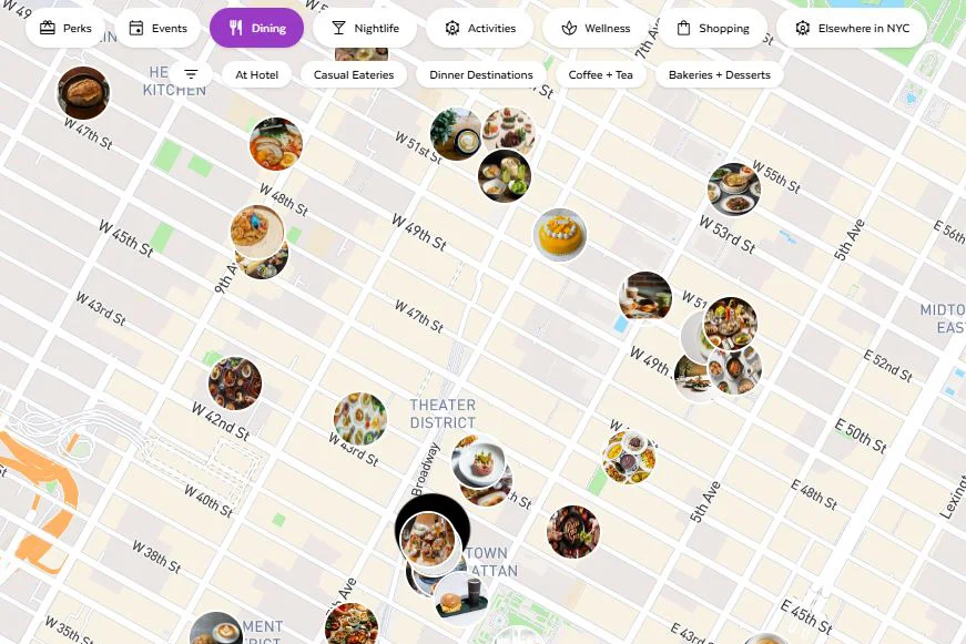 Screenshot of the LUMA NY app showing a map