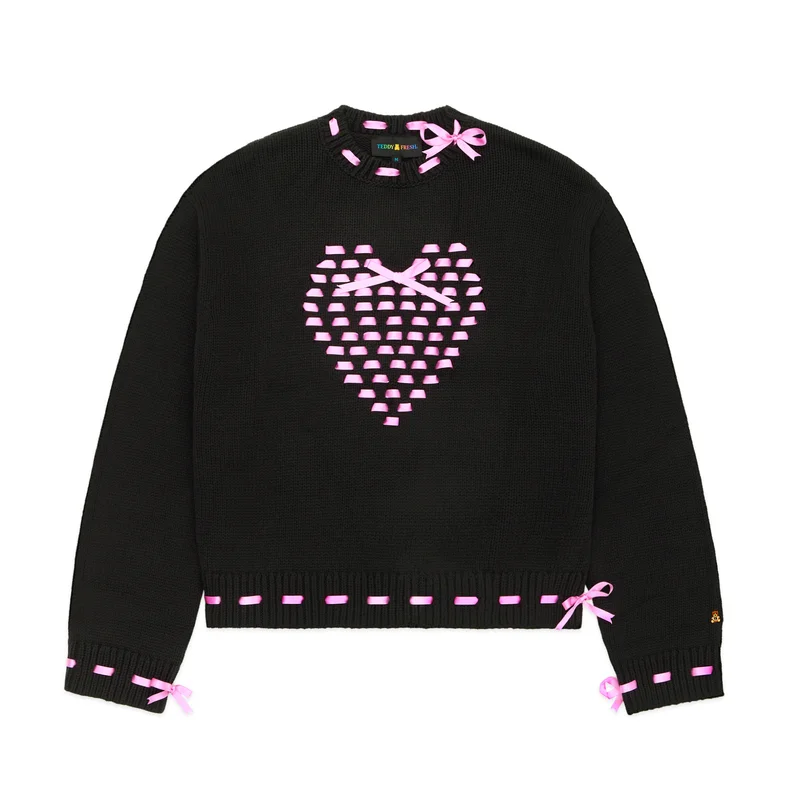 Image of I Heart U Ribbon Weave Sweater