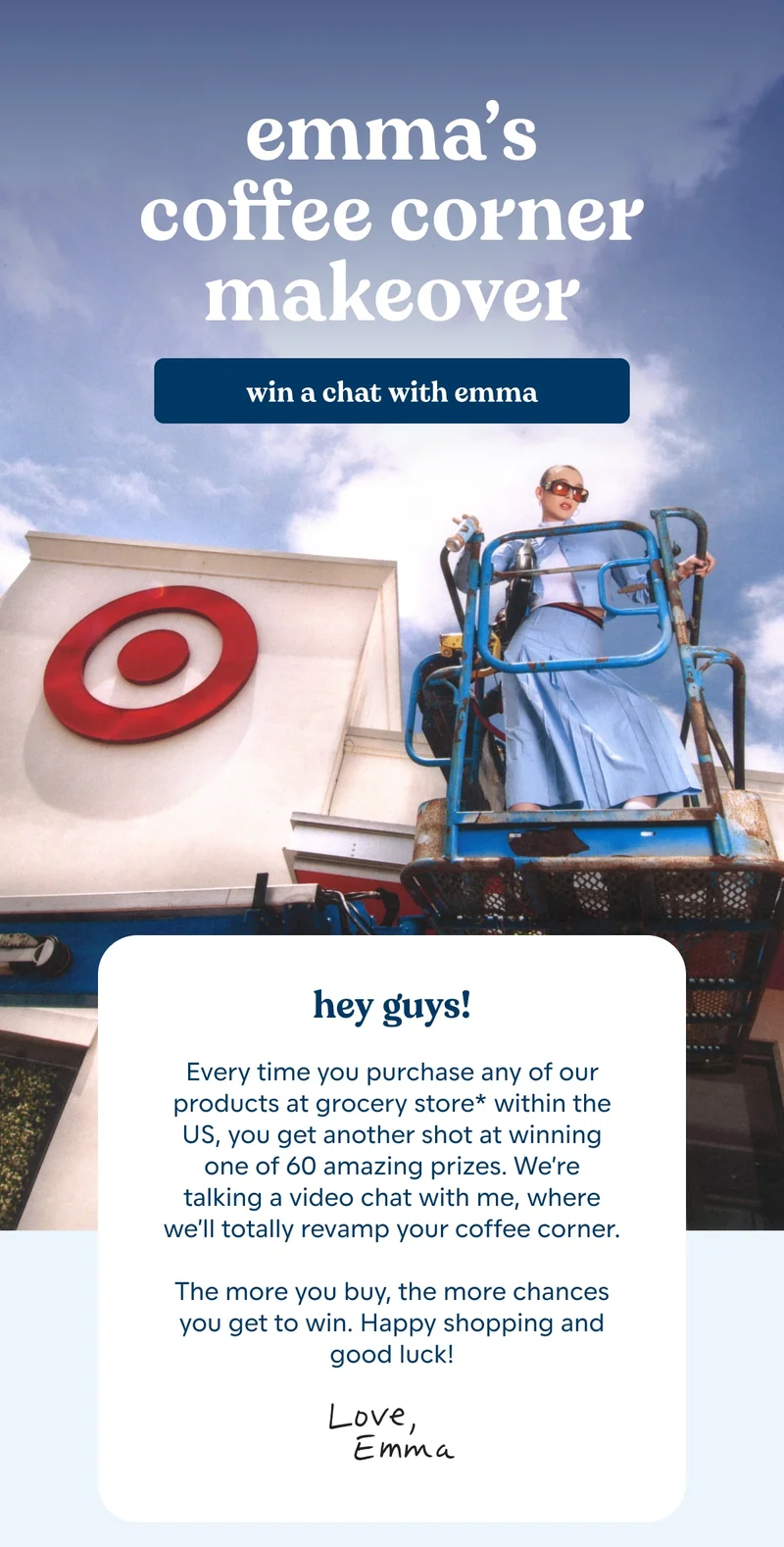 win a 1-on-1 chat with emma. enter to win!