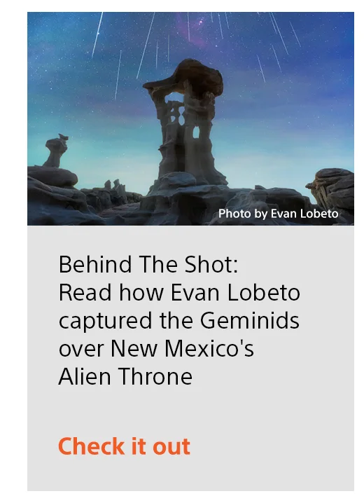 Behind The Shot: Read how Evan Lobeto captured the Geminids over New Mexico's Alien Throne | Check it out
