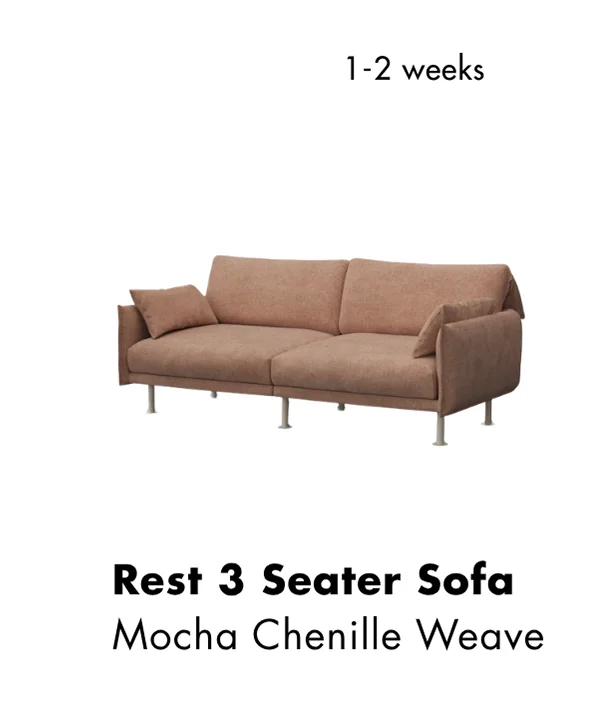 Rest 3 Seater Sofa - Mocha Chenille Weave