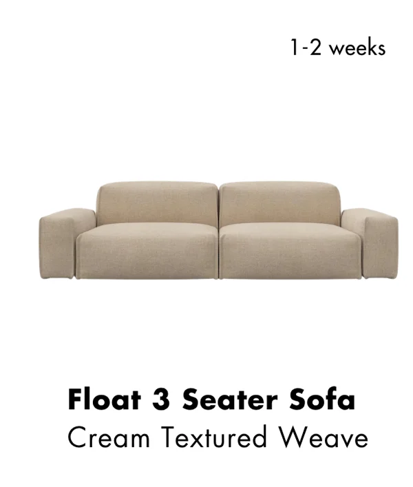 Float 3 Seater Sofa - Cream Textured Weave