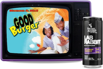 Good Burger with a Wild Hare Blackberry Lemonade