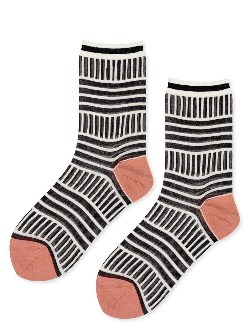 Image of Tulle Mix Stripe Sheer Crew