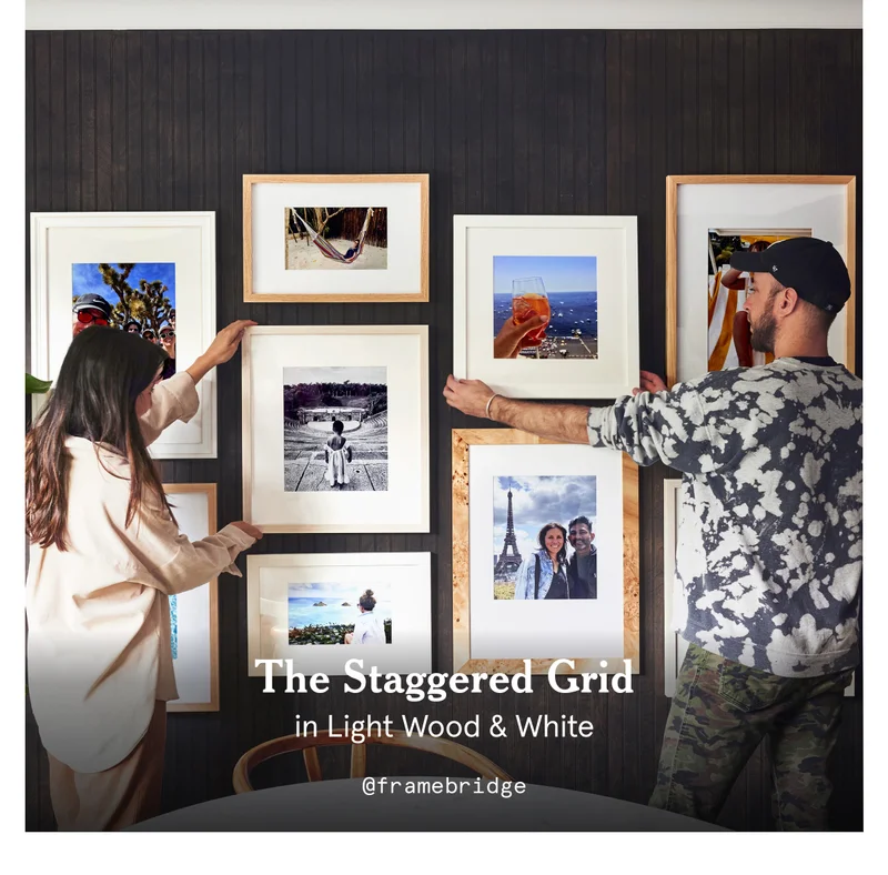 The Staggered Grid in Light Wood & White