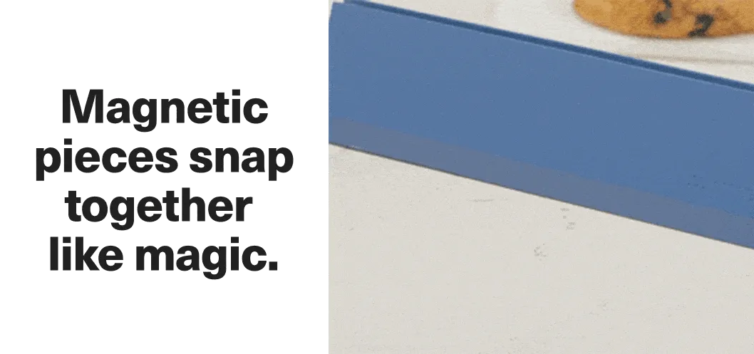 Magnetic pieces snap together like magic.