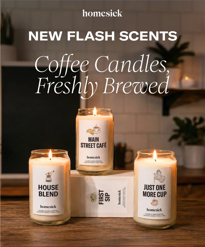 Homesick | New Flash Scents | Coffee Candles, Freshly Brewed