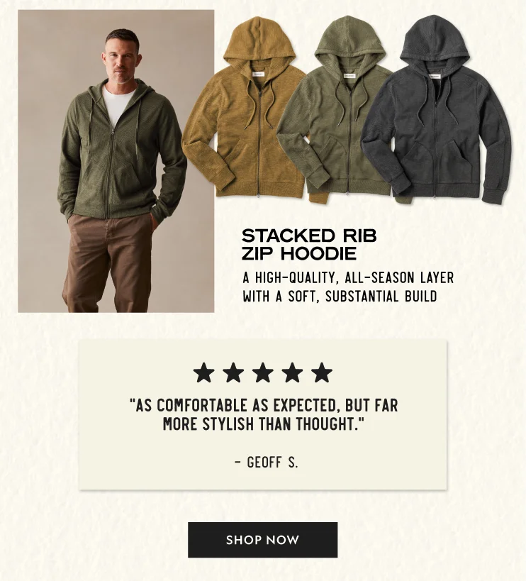 Stacked Rib Zip Hoodie