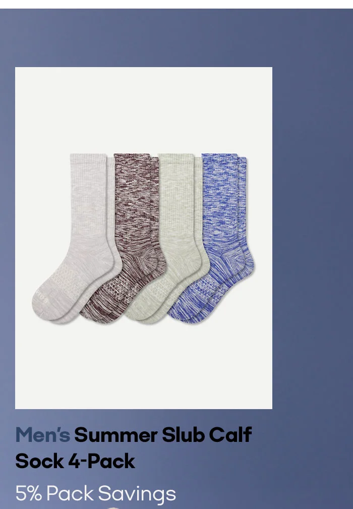 Men's Summer Slub Calf Sock 4-Pack | 5% Pack Savings