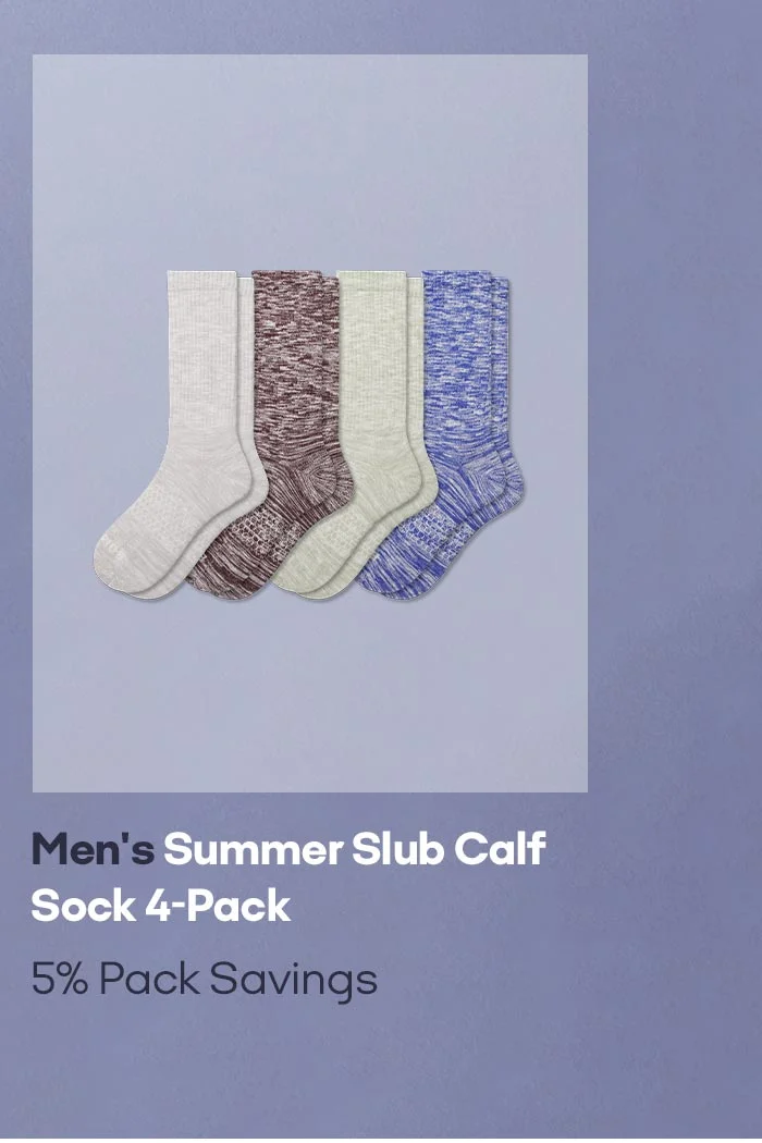 Men's Summer Slub Calf Sock 4-Pack 5% Pack Savings