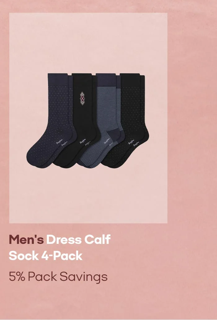 Men's Dress Calf Sock 4-Pack 5% Pack Savings