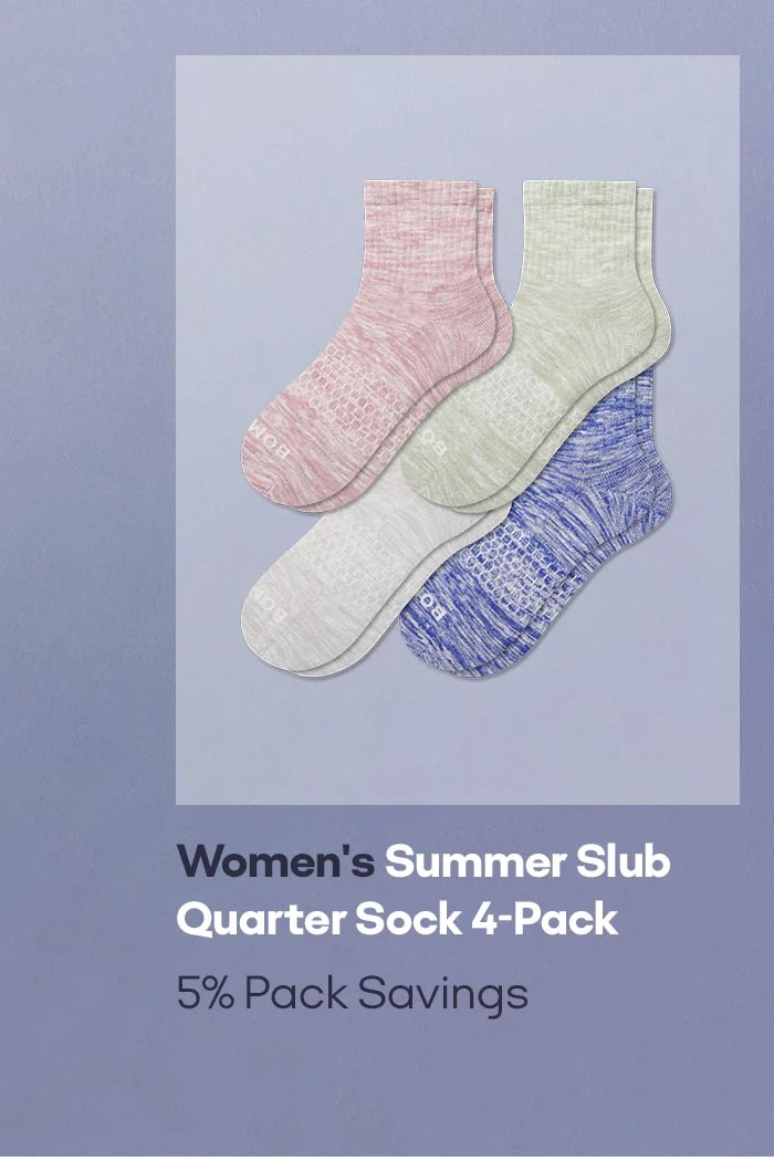 Women's Summer Slub Quarter Sock 4-Pack 5% Pack Savings