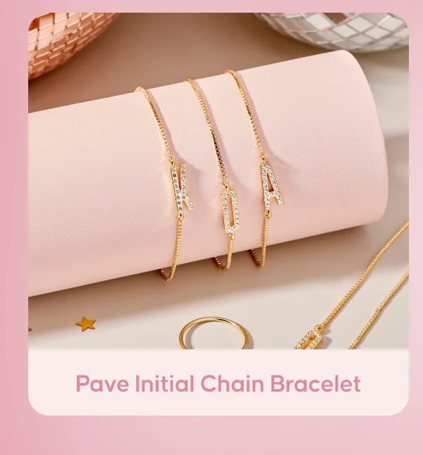 Pave Initial Chain Bracelet