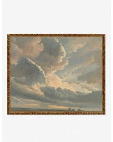 Study of Clouds with a Sunset near Rome Wall Art by Simon Alexandre Clement Denis - Framed / Gold / 29" x 23"