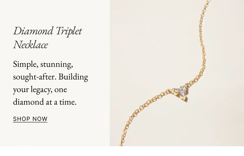 14k Solid Gold Diamond Triplet Necklace
