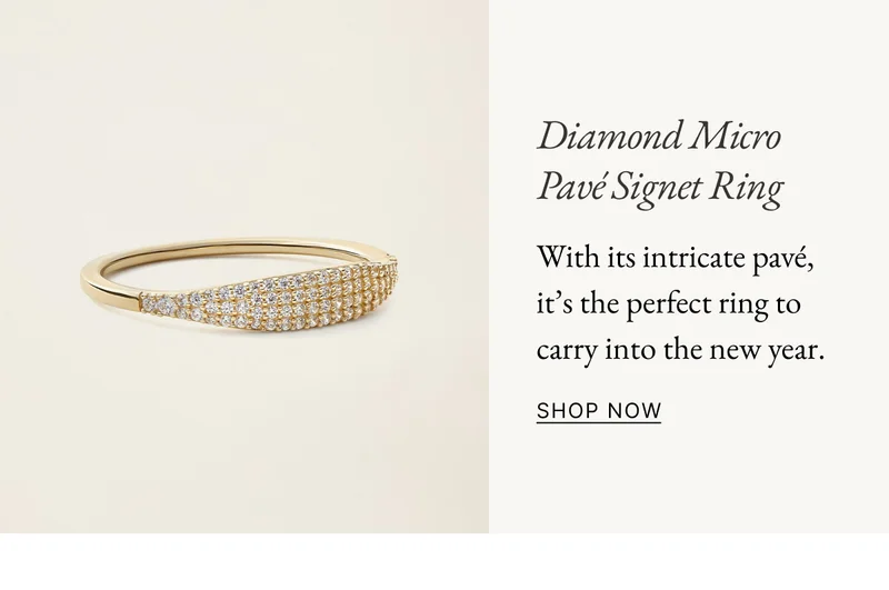 14k Solid Gold Diamond Micro Pavé Signet Ring