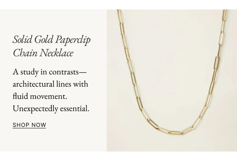 14k Solid Gold Paperclip Chain Necklace 2.5 mm