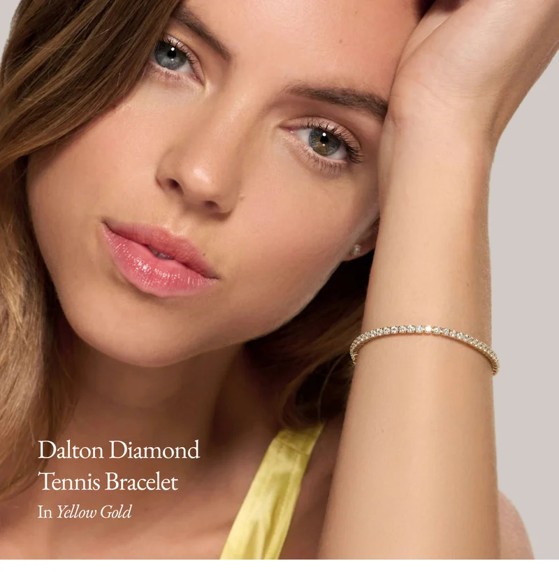18k Solid Yellow Gold Dalton Diamond Tennis Bracelet