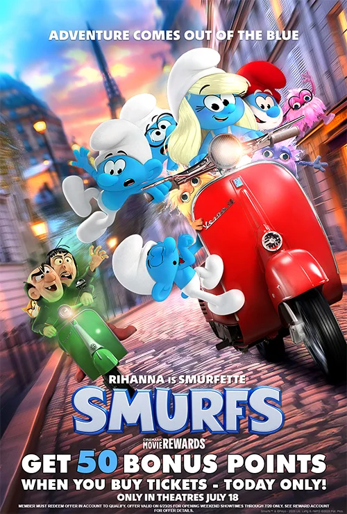 SMURFS | GET 50 BONUS POINTS WHEN YOU BUY TICKETS - TODAY ONLY!
