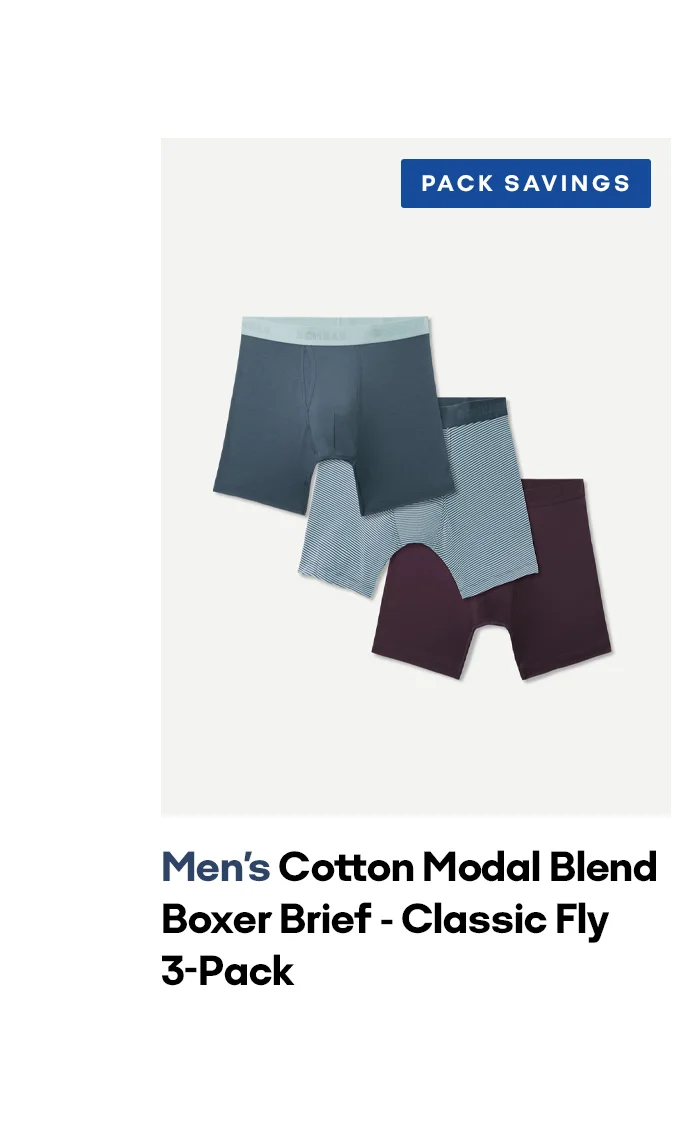 PACK SAVINGS Men's Cotton Modal Blend Boxer Brief - Classic Fly 3-Pack