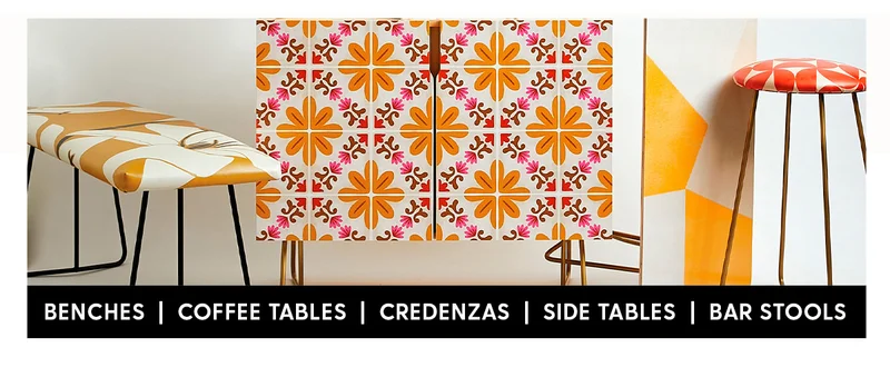 Shop Benches, Coffee Tables, Credenzas, Side Tables, and Bar Stools.