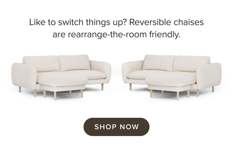 Reversible chaises are rearrange-the-room friendly.