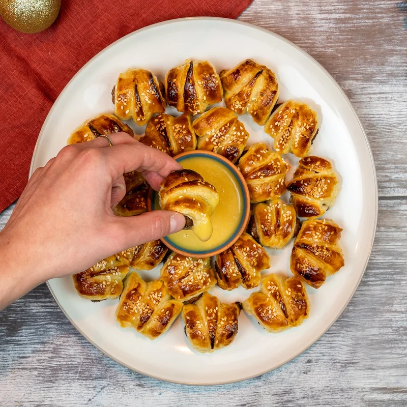 Mini Sausage Rolls with Sweet Mustard&nbsp;Dip