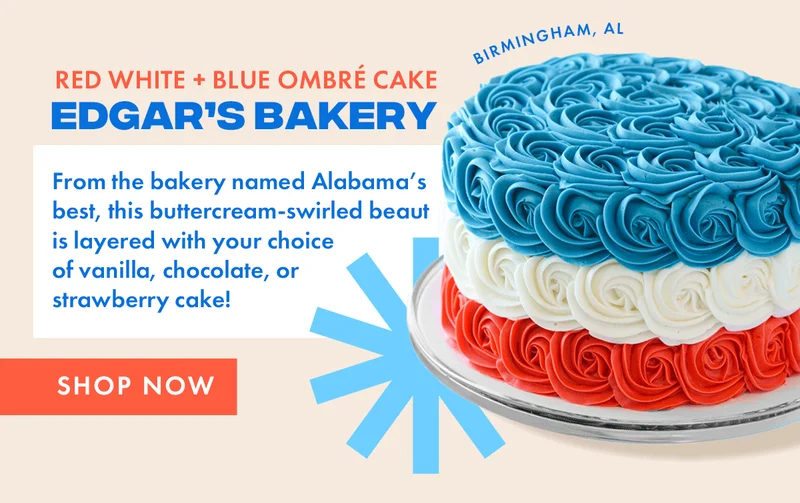 red white and blue cake