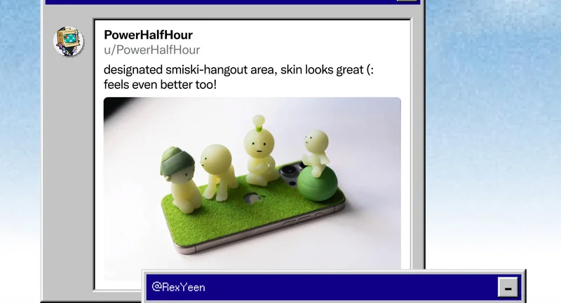 u/PowerHalfHour on Reddit: designated smiski-hangout area, skin looks great (: feels even better too!"