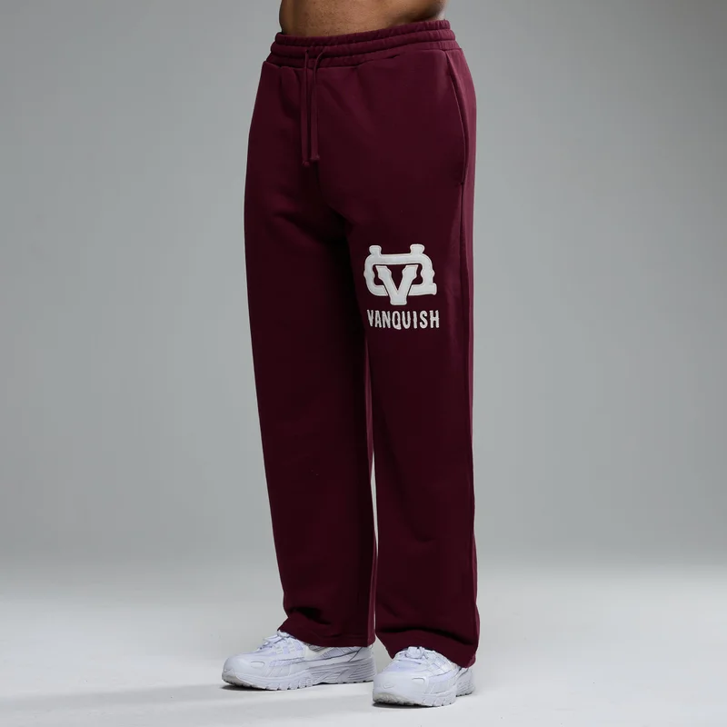 Image of MONOGRAM OXBLOOD RED STRAIGHT LEG SWEATPANTS