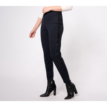 Joan Rivers Red Carpet Petite Signaure Knit Ankle Pant w/ Sequin Side