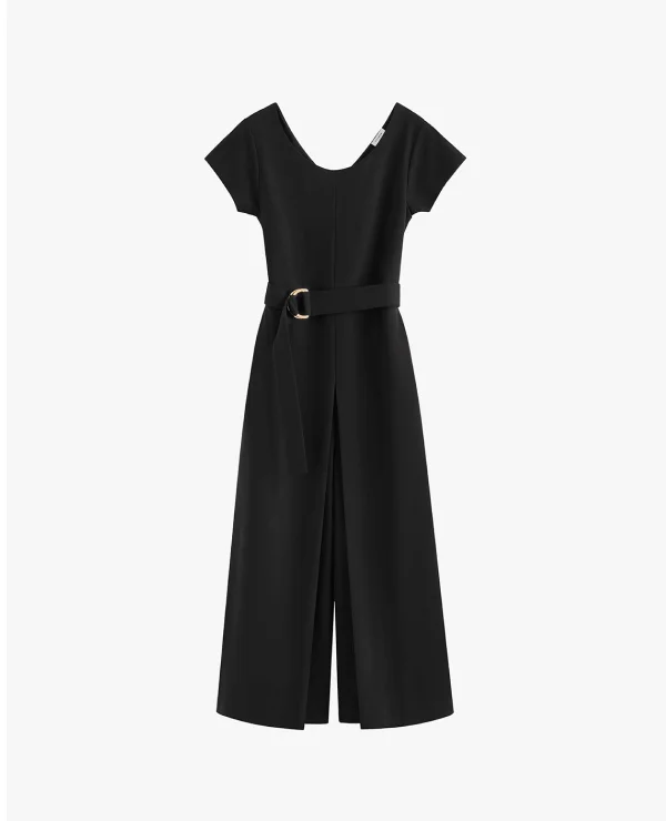 Ponte Pleated Jumpsuit Black