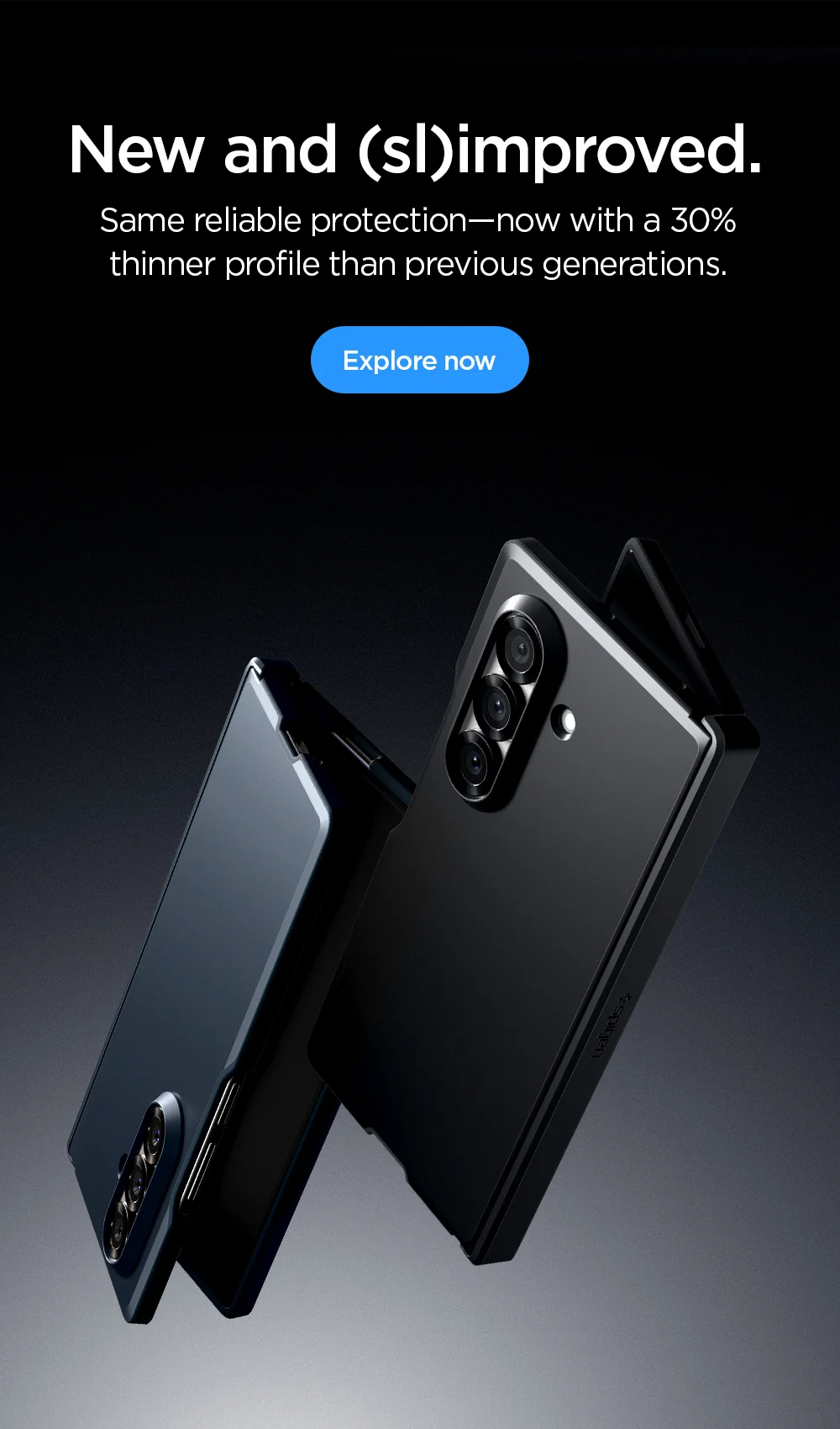 New and (sl)improved. Same reliable protection—now with a 30% thinner profile than previous generations. Shop Galaxy Z Fold 7 case Tough Armor Pro MagFit.