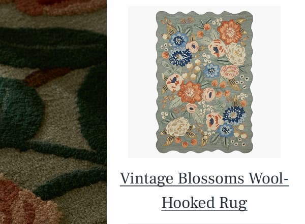 Vintage Blossoms Wool-Hooked Rug