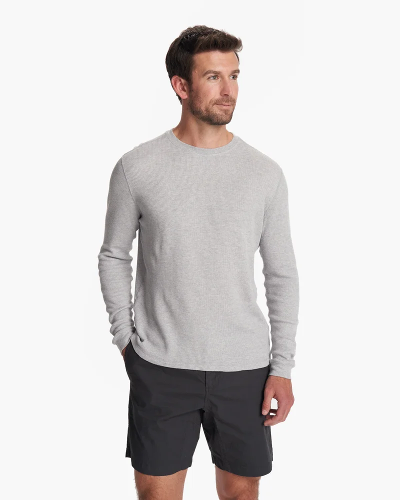 Image of Vuori Waffle Crew Neck Shirt | Light Heather Grey | XL