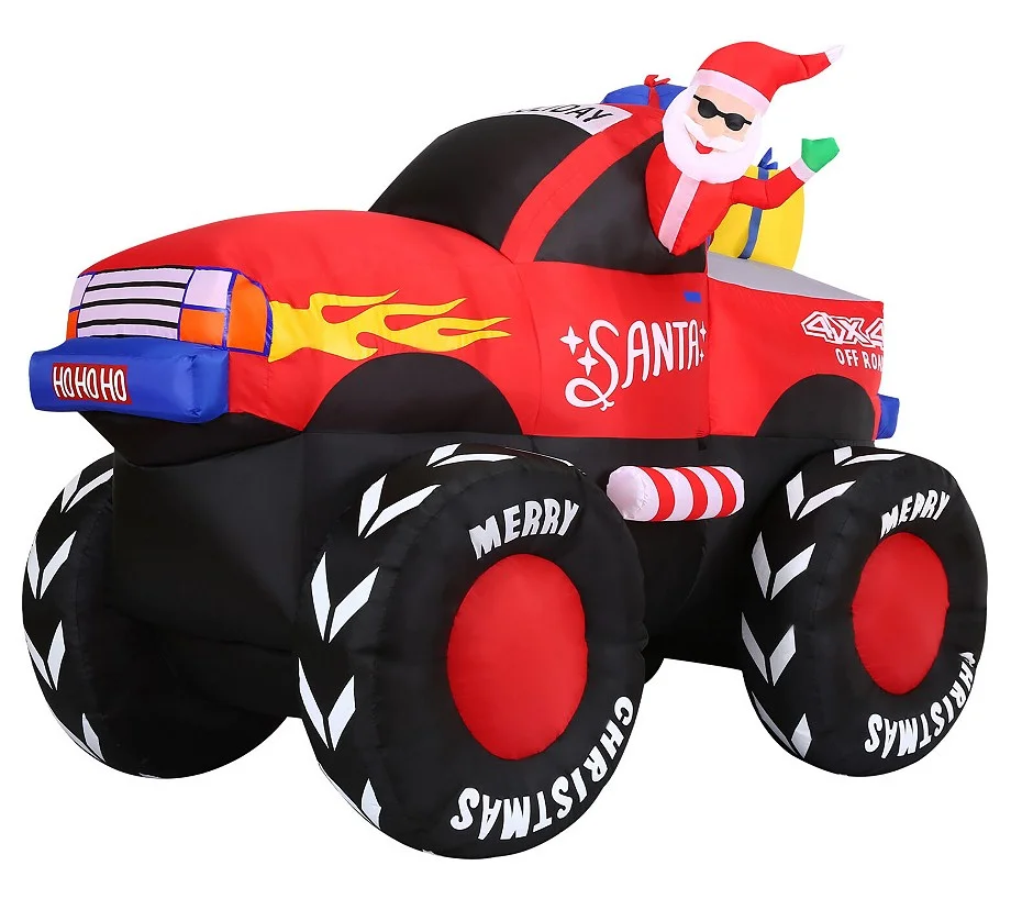 Christmas Time 7-Ft. Wide Pre-Lit Inflatable Santa Claus Truck