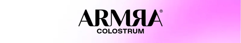 ARMRA Colostrum logo on a soft gradient background.