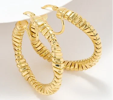 David Markstein Bronze Tubogas Twist 1-3/8" Hoop Earrings