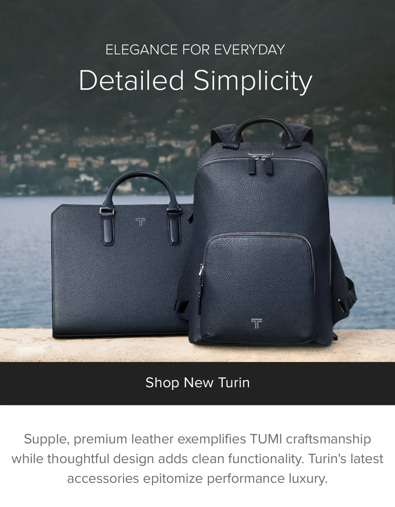 Supple, premium leather exemplifies TUMI craftsmanship while thoughtful design adds clean functionality. Turin's latest accessories epitomize performance luxury.