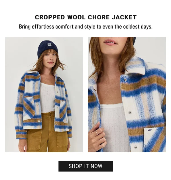 Cropped Wool Chore Jacket. Bring effortless comfort and style to even the coldest days.